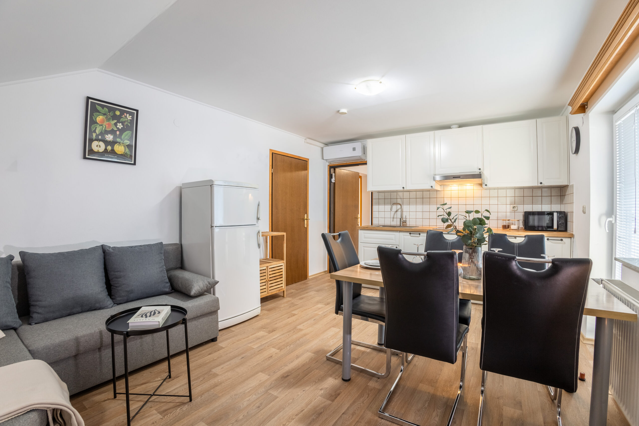 apartmaji orel - apartma tamara (kuhinja, jedlnica, dnevna soba)